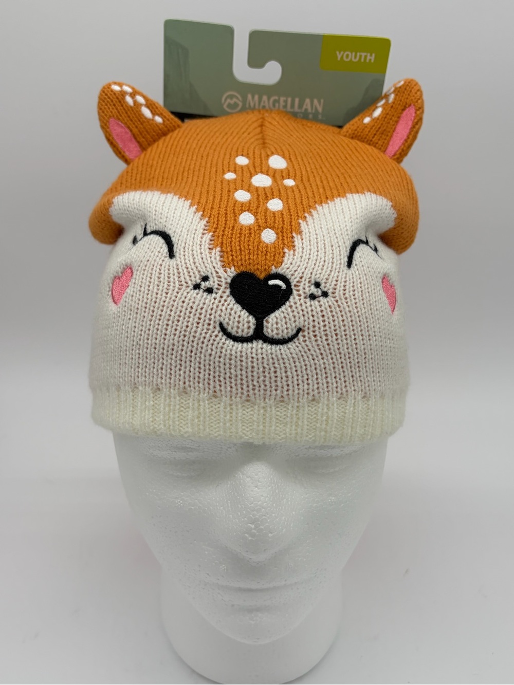 Magellan Outdoors Orange & Cream Fox Face Kids Beanie
